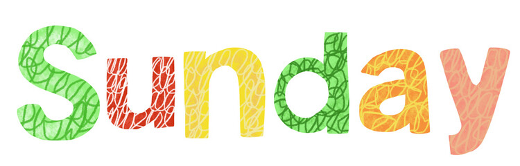 colorful alphabet text sunday
