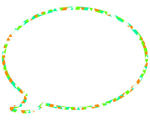 ステンドグラス風吹き出し　三角形模様　丸形