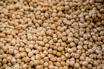 Close up view of Dried chickpeas for sale in a grocery in Tanzania