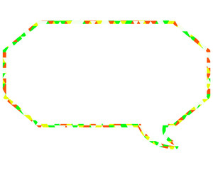 ステンドグラス風吹き出し　三角形模様　細長い八角形
