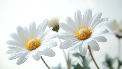 Fototapeta premium Dew-kissed daisies, pure white petals
