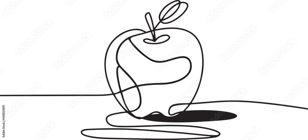 Aufkleber a sleek continuous line art vector sketch of an apple fruit drawn in a minimalist black linear style