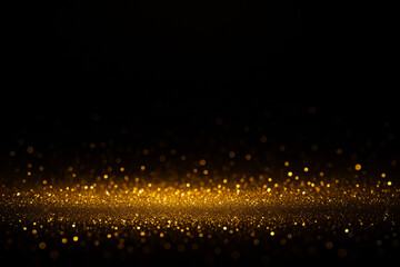 Golden Sparkles of Elegance: A captivating display of shimmering golden sparkles against a black backdrop, creating an atmosphere of luxury and enchantment. 