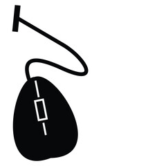 Vector illustration of the shape of a computer mouse with a rather unique shape. Black.