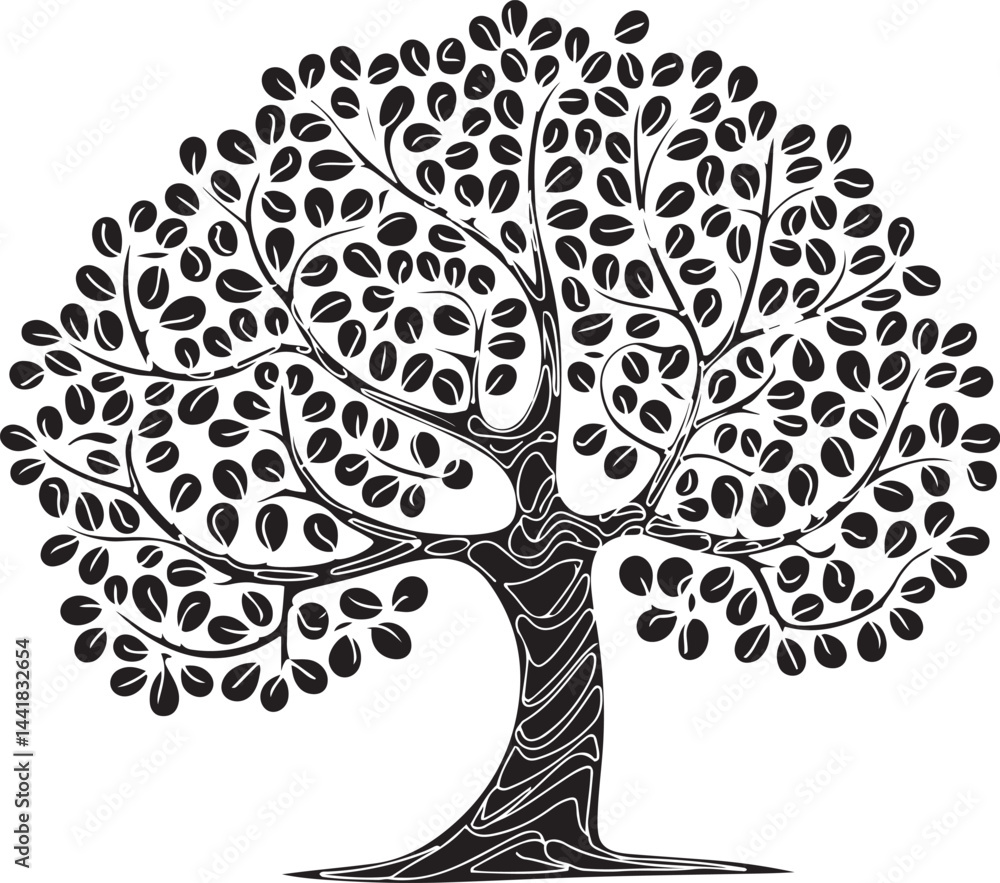 Aufkleber a beautiful abstract tree depicted in continuous black line art style featuring a stylized trunk and