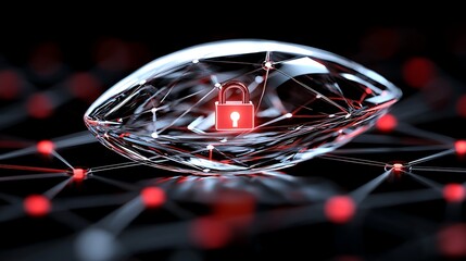 Digital Security Concept with Transparent Shield and Lock Icon