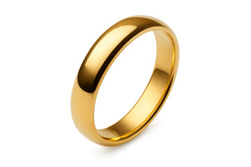 Elegant Gold Ring: A close-up shot of a classic, simple gold ring, gleaming with a smooth, polished finish, showcasing timeless elegance and symbolic commitment.