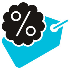 Discount Glyph Blue Grey Icon