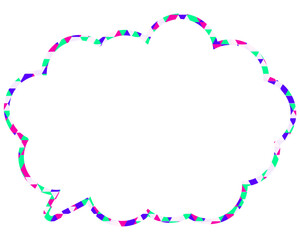 ステンドグラス風吹き出し　三角形模様　丸みのある雲形