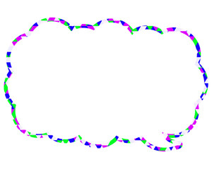 ステンドグラス風吹き出し　三角形模様　細長い雲形