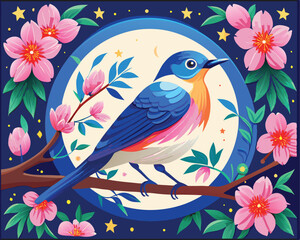 vector birds on a branch