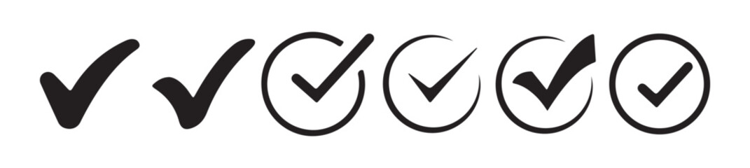 Checkmark vector set. Checked check box sign. Approved symbol. Check mark icon. Correct vote choice isolated symbol. editable line. Vector Illustration 