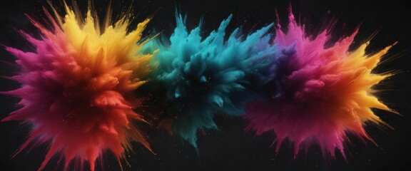 Obraz premium Color powder burst against black, dynamic motion , black, vivid, design