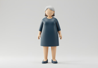 3d senior elderly woman standing full figure icon