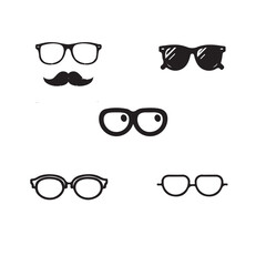 Collection of Simple Black and White Eyeglasses and Sunglasses Icons