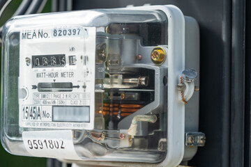 Electric measuring power meter for energy cost at home and office.