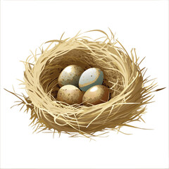 easter eggs in a nest vector