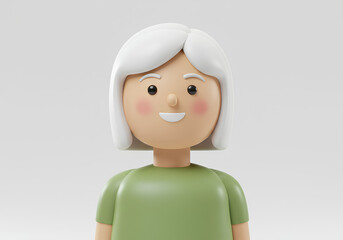 close up smiling 3d senior woman avatar icon