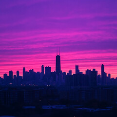 Fototapeta premium Vibrant city skyline at dawn