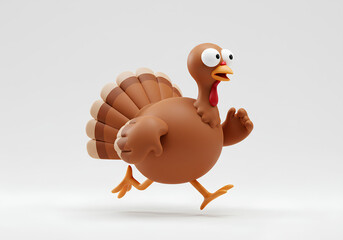 funny 3d cartoon turkey running thanksgiving icon