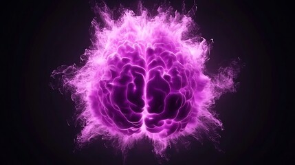 Abstract Purple Brain Illustration with Energy and Smoke Effects