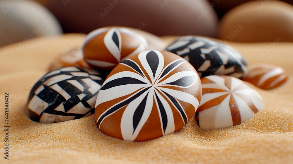 Poster Unique decorated stones abstract patterns and textures for design