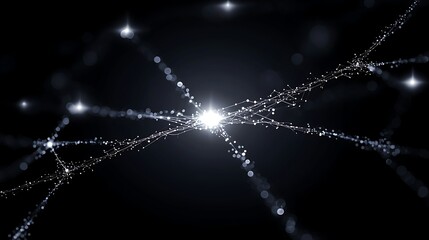 Fototapeta premium Bright Light and Sparkling Lines in Dark Background for Abstract Concept