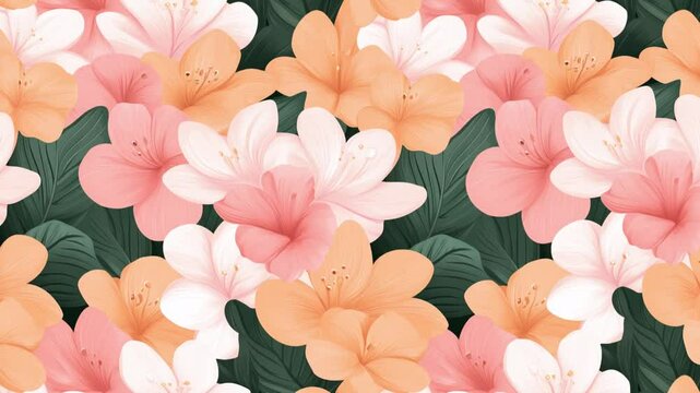Peach and Pink Floral Pattern Looped Animation Background