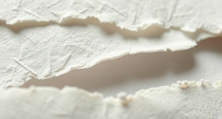 Obraz premium Torn White Paper Edges Close-up: Abstract Texture with Rough and Uneven Details