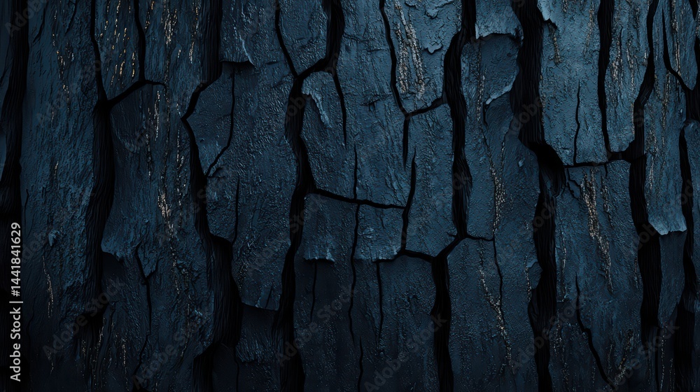 Poster dark textured bark surface with cracks and patterns in detail