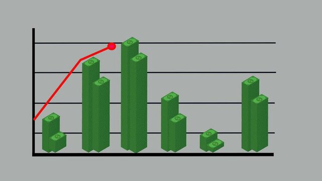 dollar money chart video illustration. The chart shows the increase or decrease of the chart, suitable for economics, business and finance. HD video quality with colored background