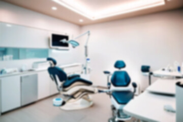 Blurred dental clinic background. Defocused interior of modern dental office.