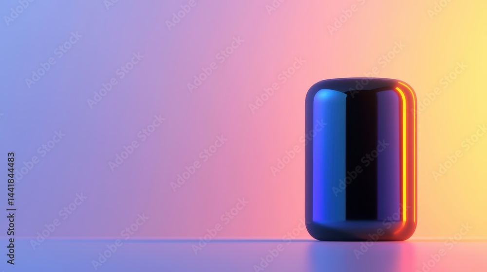 Poster abstract black object with gradient lighting on a minimalist background