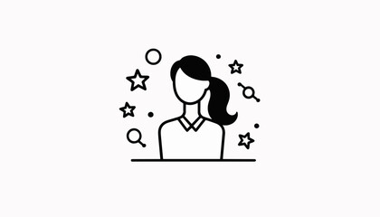 Fototapeta premium Female team leader icon representing leadership and teamwork elements, professionalism