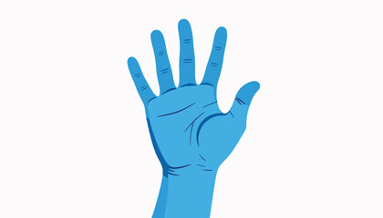 Obraz premium Friendly hand wave gesture in blue, symbolizing professionalism