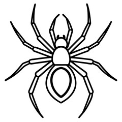 Simple Black Widow Spider Line Art Vector Design
