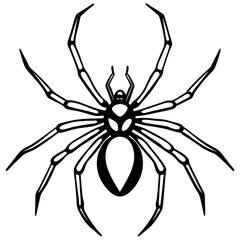 Simple Black Widow Spider Line Art Vector Design