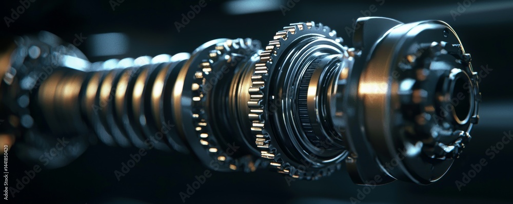 Poster close-up of a mechanical gear system showcasing intricate design and engineering.