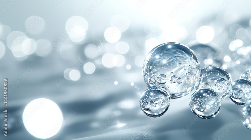 Poster close-up of bubbles in water creating a serene and calming atmosphere.