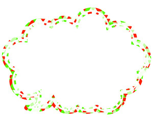 ステンドグラス風吹き出し　三角形模様　丸みのある雲形