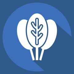 Icon Spinach. related to Fruits and Vegetables symbol. long shadow style. editable