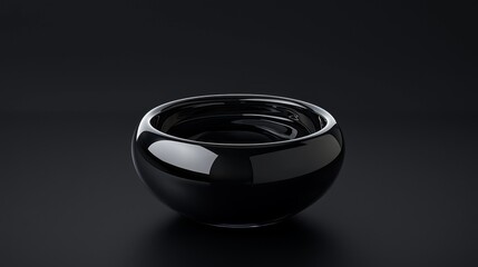 Elegant black bowl showcasing minimalist design on a dark background.