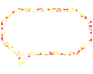 ステンドグラス風吹き出し　三角形模様　細長い八角形