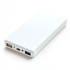 Portable power bank charger on a white isolated background.
