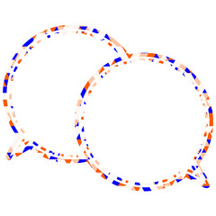 ステンドグラス風吹き出し　三角形模様　重なる会話