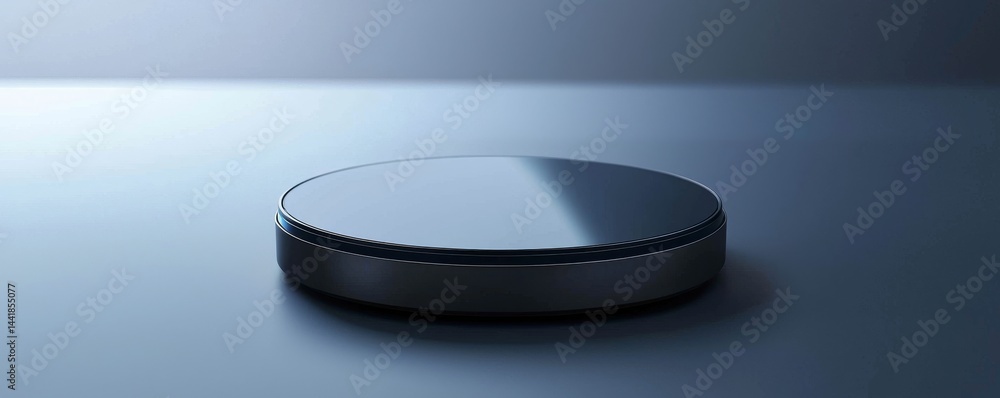 Aufkleber minimalist metallic object reflecting light on a smooth surface.