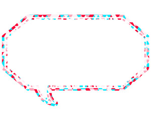 ステンドグラス風吹き出し　三角形模様　細長い八角形