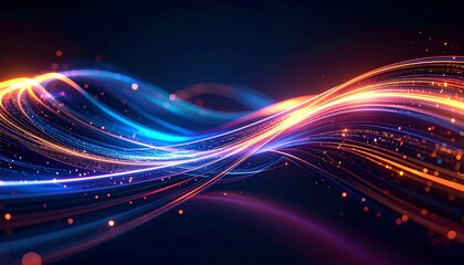 Obraz premium Abstract Glowing Wave Lines Digital Art Background Image Perfect for Modern Designs
