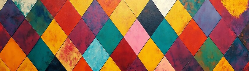 Colorful diamond pattern background, ideal for design projects.