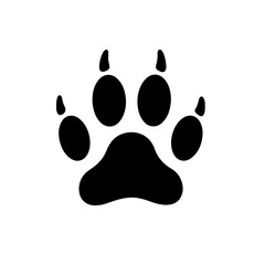 Bobcat paw print silhouette vector flat illustration design.